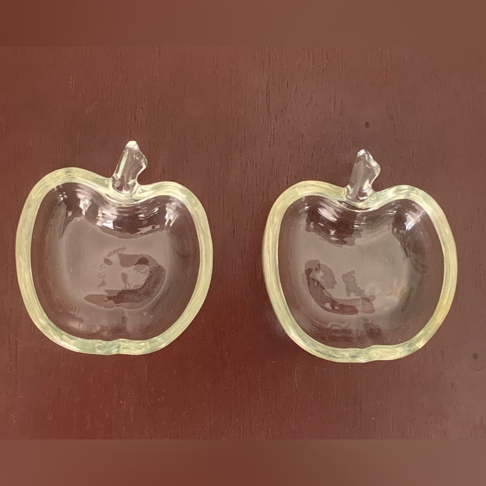 Vintage Apple Shaped Nut Cups, Orchard Pattern by Hazel-Atlas, Dishes MCM Glass